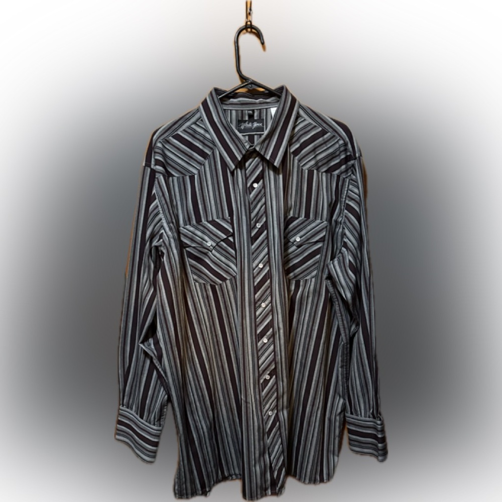 White Horse Men’s Striped Pearl Snap Shirt Size XXL